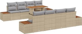 vidaXL Kert étkező szett párnával 9 pcs Barna és szürke
