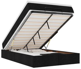 Ottomán ágykeret matraccal fekete 120x190 cm anyaggal