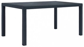 Antracit rattan hatású műanyag kerti asztal 150 x 90 x 72 cm