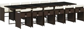 vidaXL 13 részes barna polyrattan kerti ülőgarnitúra párnákkal
