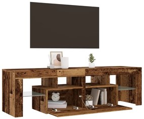 antik fa színű szerelt fa TV-szekrény LED-ekkel 140x36,5x40 cm