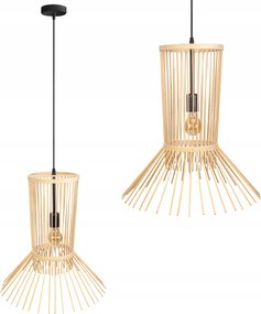 Modern Áttört Függőlámpa Boho Nappaliba Bambusz Asztal Fölé Fekete