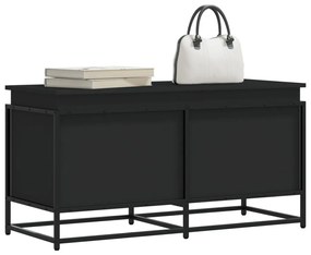 fekete szerelt fa tárolóláda fedéllel 100 x 40 x 51,5 cm