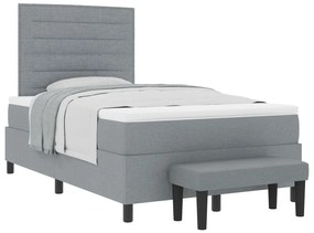 Box Spring Ágy Matraccal és Pad Világosszürke 120x190 cm Szövet
