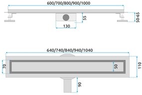 Rea Neox Pro, zuhany lefolyó 60cm, arany matt, REA-G2701