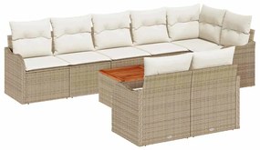 vidaXL Kerti Kanapé Szett párnával 9 pcs Bézs polirattan