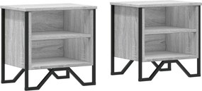 vidaXL 2 db szürke sonoma színű szerelt fa éjjeliszekrény 40x30x40 cm