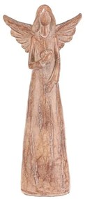 Poliresin angyal szívvel 24 cm, fa utánzat
