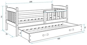 KUBUS gyerekágy kihúzható ággyal 90x200 cm - fehér Rózsaszín