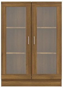 barna tölgyszínű szerelt fa vitrinszekrény 82,5x30,5x115 cm