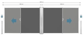 Dupla Kihúzható árnyékoló fal, 2 * 160 * 300 cm, szürke színben