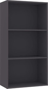vidaXL 3-szintes szürke szerelt fa könyvszekrény 60 x 30 x 114 cm
