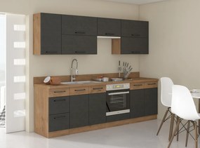 Mosogató szekrény, szürke matt/tölgy lancelot, VEGA 80 ZL 2F BB