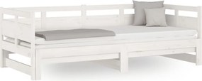 vidaXL fehér tömör fenyőfa kihúzható kanapéágy 2 x (90 x 200) cm