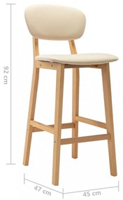 vidaXL 2 db krémszínű szövet bárszék