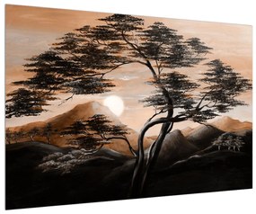 Fák, hegyek és a nap (90x60 cm)