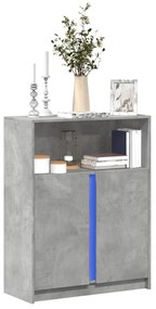 betonszürke szerelt fa tálalószekrény LED-del 77 x 34 x 100 cm