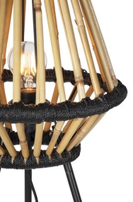 Keleti állólámpa háromlábú bambusz fekete - Evalin