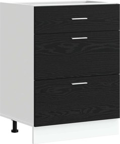 vidaXL Konyhai alsó szekrény Fekete tölgy 60 x 46 x 81,5 cm Faanyag