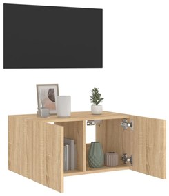 sonoma tölgy színű fali TV-szekrény LED-ekkel 60x35x31 cm