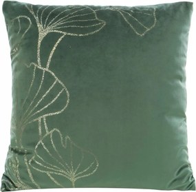 Párnahuzat 45x45 zöld c. arany ginkgo levelek