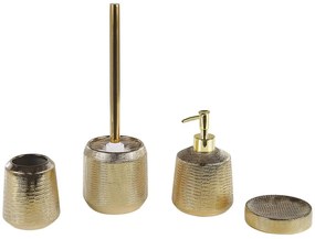 Arany kerámia fürdőszobai kiegészítő négydarabos szettben PINTO  Beliani