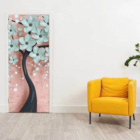 Fotótapéta ajtóra - Pasztell kék virágok (95x205cm)