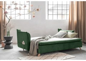 Zöld bársony kinyitható kanapé 225 cm Charming Charlie – Miuform