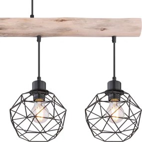 Globo 15416-4 Függeszték natúr fa és fekete fém kombinációval. LxBxH:850x180x1200, exkl. 4xE27 60W 230V