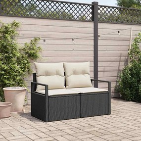 Kerti kanapé Fekete 120 x 62 x 69cm polirattan