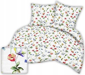 Ágyneműhuzat kéregből 160x200 virágos akvarell fehér