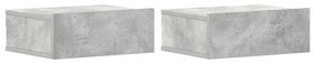 2 db betonszürke szerelt fa függő éjjeliszekrény 40x30x15 cm