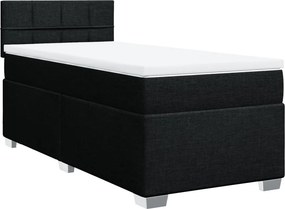 vidaXL fekete szövet rugós ágy matraccal 100 x 200 cm