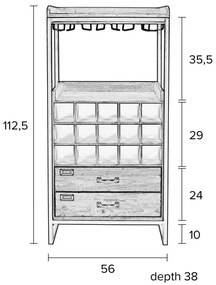 Edgar bortartó szekrény fenyőfából - White Label