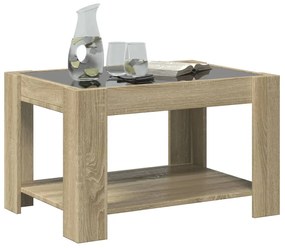Sonoma tölgy szerelt fa dohányzóasztal LED-del 73 x 53 x 45 cm