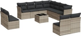 vidaXL 12 részes világosszürke polyrattan kerti ülőgarnitúra párnával