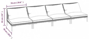 vidaXL 4 részes sötétszürke polyrattan kerti bútorszett párnákkal