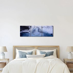 Vízesés képe télen (órával) (90x30 cm)
