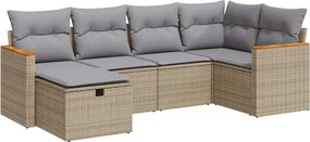 vidaXL 6 részes bézs polyrattan kerti ülőgarnitúra párnával