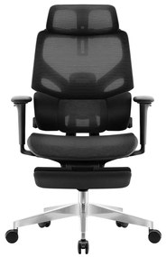 Felbontott Irodai prémium szék, hálós ergonomikus lábtartóval fekete