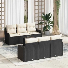 Kerti Kanapé Szett 7 pcs Fekete 55 x 55 x 37 cm Poli rattan