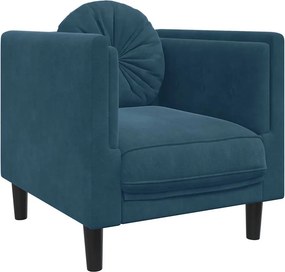 vidaXL kék bársony kanapéfotel párnával