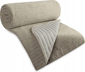 Dekoratív ágytakaró Glori 170x210 bézs csíkos steppelt zsenília