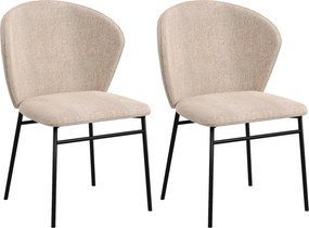 HOMCOM 2 db étkezőszék, konyhai szék, vászon hatású textil kárpitozott ülés, stabil acél lábak, irodai szék, modern dizájn, világosbarna | Aosom