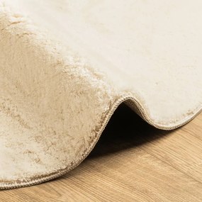 HUARTE krémszínű rövid szálú puha és mosható szőnyeg Ø 100 cm