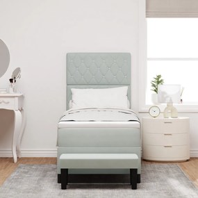 Box Spring Ágy Matraccal és Paddal Világosszürke 80x200 cm Bársony