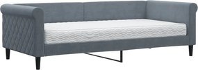 vidaXL sötétszürke bársony heverő matraccal 90 x 200 cm