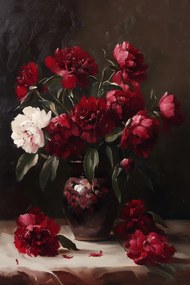 Vászonkép Canvas Dekoráció Virágok Csokor Váza Peonie Bazsarózsa 40x60