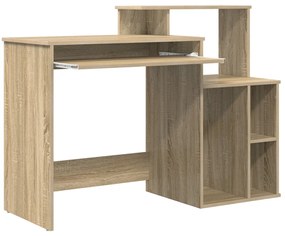 vidaXL Íróasztal Tárolóval Sonoma tölgy 120,5x44x88,5 cm Szerelt fa