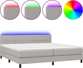 vidaXL világosszürke szövet rugós és LED-es ágy matraccal 200x200 cm